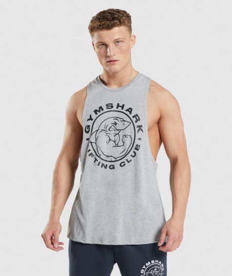 Men's Gymshark Legacy Drop Arm Tanks Light Grey | NZ 0GCHWN